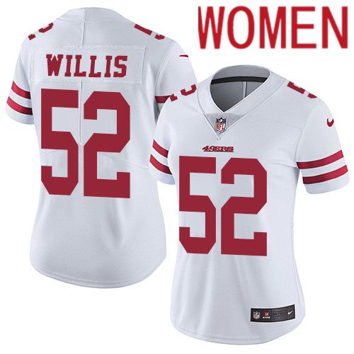 Women San Francisco 49ers 52 Patrick Willis Nike White Vapor Limited NFL Jersey